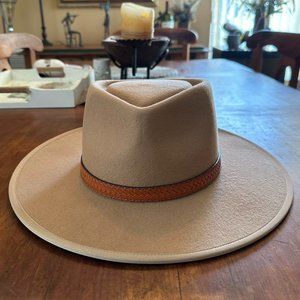KEYONE ITALIAN MADE HAT NAYELI CORDATE FEDORA HAT BEIGE L $100